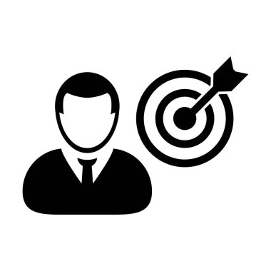 İş geliştirme hedefleri için erkek kullanıcı profili sembollü Avatar ikon vektör hedef dart tahtası