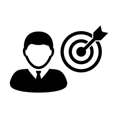 Profil simgesi hedef hedef hedef hedef tahtası. İşletme geliştirme hedefleri için erkek kullanıcı avatar sembolü.