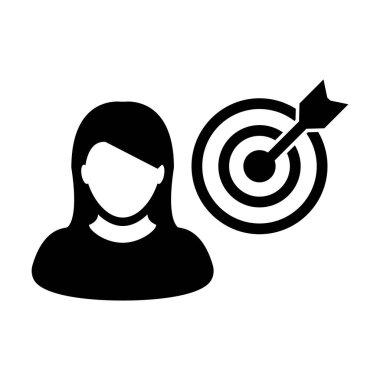 İş geliştirme hedefleri için kadın kullanıcı profili sembollü Avatar ikon vektörü hedef dart tahtası