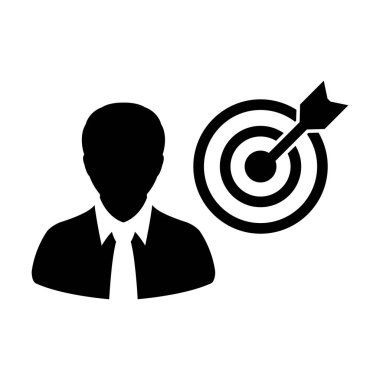 İşletme geliştirme hedefleri için erkek kullanıcı profili avatar sembollü hedef hedef ok tahtası