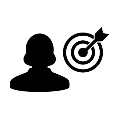 İşletme geliştirme hedefleri için kullanıcı kişisi avatar sembollü kadın ikon vektör hedef tahtası