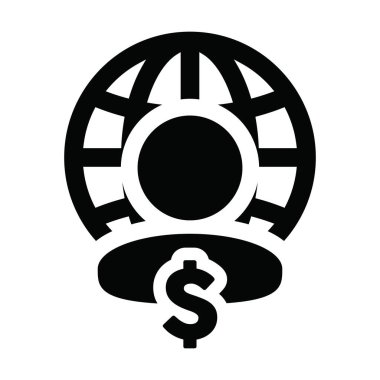 Dünya dolar işareti para para sembolü vektörü ile profil simgesi bir iş ağı için erkek avatar bir kabartma resimleme