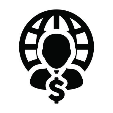Dünya dolar işareti para para sembolü vektörü ile Avatar simgesi bir iş ağı için bir kabartma resimleme
