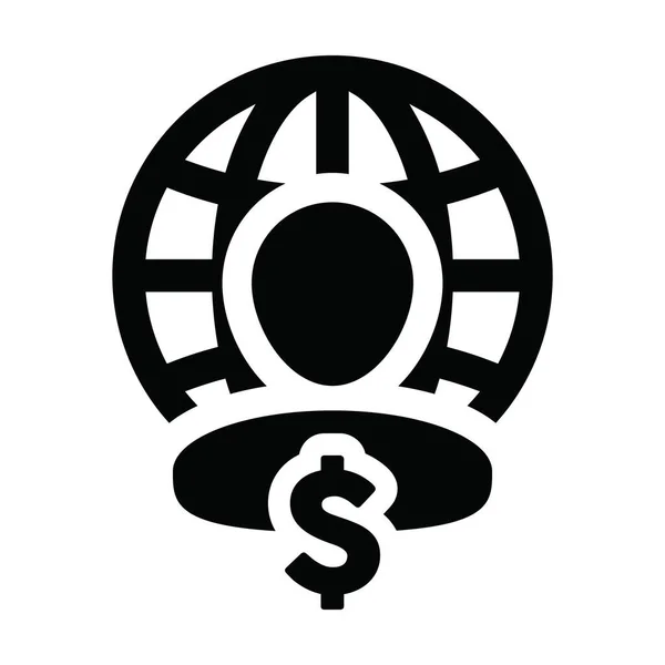 Pay Icon Vector Globe Dolar Znak Měna Peníze Mužské Osoby — Stockový vektor