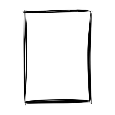 Vektör illüstrasyonunda tasarım için çerçeve kenar ögesi, fırça darbesi grunge şekil simgesi, dikey, dikdörtgen dekoratif karalama ögesi