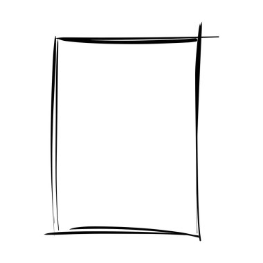 Vektör illüstrasyonunda tasarım için çerçeve kenar ögesi, fırça darbesi grunge şekil simgesi, dikey, dikdörtgen dekoratif karalama ögesi