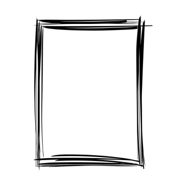 Vektör illüstrasyonunda tasarım için çerçeve kenar ögesi, fırça darbesi grunge şekil simgesi, dikey, dikdörtgen dekoratif karalama ögesi