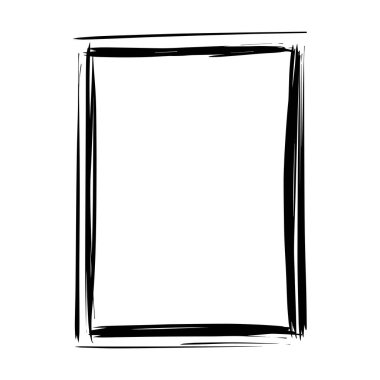 Vektör illüstrasyonunda tasarım için çerçeve kenar ögesi, fırça darbesi grunge şekil simgesi, dikey, dikdörtgen dekoratif karalama ögesi