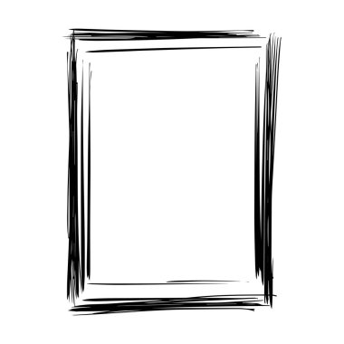 Vektör illüstrasyonunda tasarım için çerçeve kenar ögesi, fırça darbesi grunge şekil simgesi, dikey, dikdörtgen dekoratif karalama ögesi