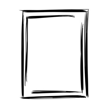 Vektör illüstrasyonunda tasarım için çerçeve kenar ögesi, fırça darbesi grunge şekil simgesi, dikey, dikdörtgen dekoratif karalama ögesi