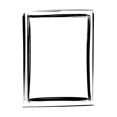 Vektör illüstrasyonunda tasarım için çerçeve kenar ögesi, fırça darbesi grunge şekil simgesi, dikey, dikdörtgen dekoratif karalama ögesi