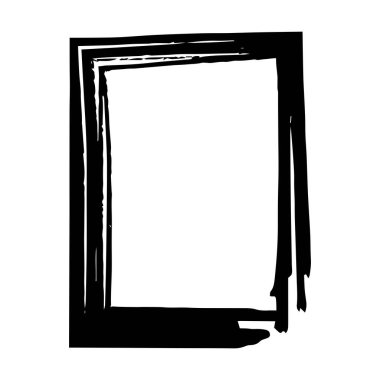 Vektör illüstrasyonunda tasarım için çerçeve kenarlığı grunge vuruş ögesi, fırça şekli simgesi, dikey, dikey, dikdörtgen dekoratif karalama ögesi
