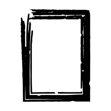 Vektör illüstrasyonunda tasarım için çerçeve kenarlığı grunge vuruş ögesi, fırça şekli simgesi, dikey, dikey, dikdörtgen dekoratif karalama ögesi