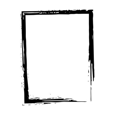 Vektör illüstrasyonunda tasarım için çerçeve kenarlığı grunge vuruş ögesi, fırça şekli simgesi, dikey, dikey, dikdörtgen dekoratif karalama ögesi