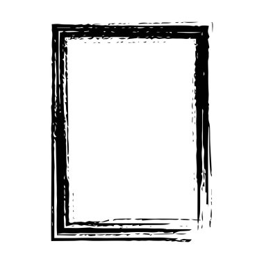 Vektör illüstrasyonunda tasarım için çerçeve kenarlığı grunge vuruş ögesi, fırça şekli simgesi, dikey, dikey, dikdörtgen dekoratif karalama ögesi