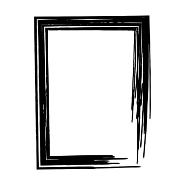 Vektör illüstrasyonunda tasarım için çerçeve kenarlığı grunge vuruş ögesi, fırça şekli simgesi, dikey, dikey, dikdörtgen dekoratif karalama ögesi