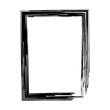 Vektör illüstrasyonunda tasarım için çerçeve kenarlığı grunge vuruş ögesi, fırça şekli simgesi, dikey, dikey, dikdörtgen dekoratif karalama ögesi