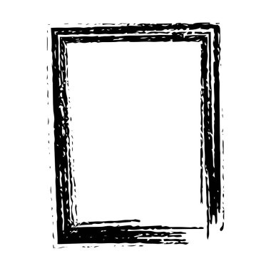 Vektör illüstrasyonunda tasarım için çerçeve kenarlığı grunge vuruş ögesi, fırça şekli simgesi, dikey, dikey, dikdörtgen dekoratif karalama ögesi