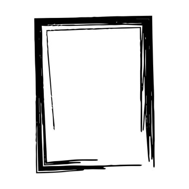 Vektör illüstrasyonunda tasarım için çerçeve kenarlığı grunge vuruş ögesi, fırça şekli simgesi, dikey, dikey, dikdörtgen dekoratif karalama ögesi
