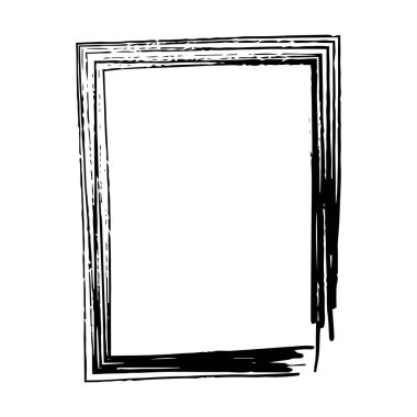 Vektör illüstrasyonunda tasarım için çerçeve kenarlığı grunge vuruş ögesi, fırça şekli simgesi, dikey, dikey, dikdörtgen dekoratif karalama ögesi