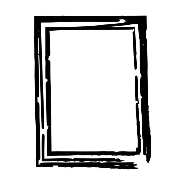 Vektör illüstrasyonunda tasarım için çerçeve kenarlığı grunge vuruş ögesi, fırça şekli simgesi, dikey, dikey, dikdörtgen dekoratif karalama ögesi