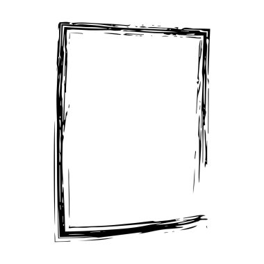 Vektör illüstrasyonunda tasarım için çerçeve kenarlığı grunge vuruş ögesi, fırça şekli simgesi, dikey, dikey, dikdörtgen dekoratif karalama ögesi