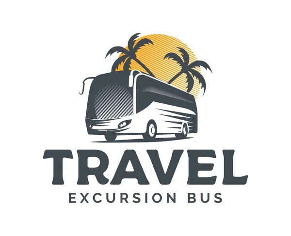 Logotipo Vetor Ônibus Turístico Fundo Branco — Vetor de Stock
