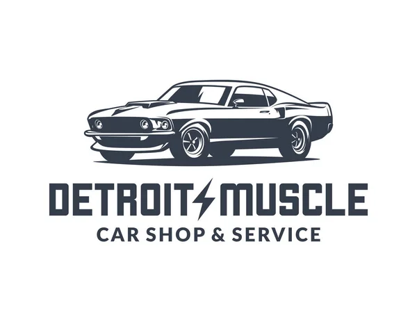 American muscle car vector logo aislado sobre fondo blanco . — Vector de stock