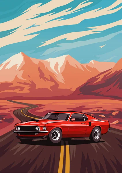 Retro amerikai muscle car poszter. — Stock Vector