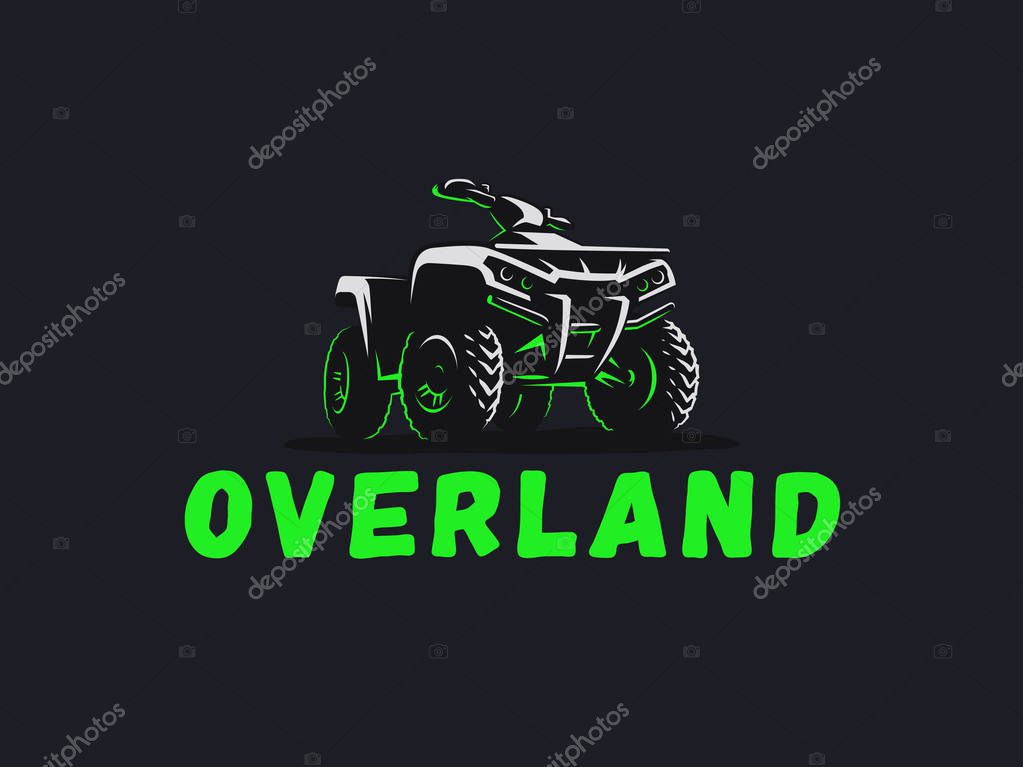 ATV vehicle logo. All-terrain 4x4 quad illustration.