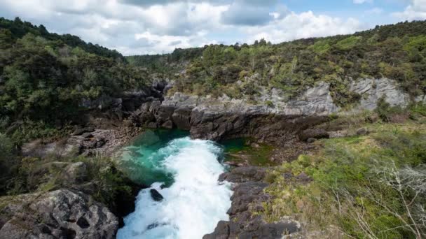 Time Lapse Fast Moving Water Released Low Level Gorge Quickly — Stock Video