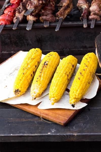 Gebakken Maïs Geroosterde Maïs Maïs Barbecue — Stockfoto