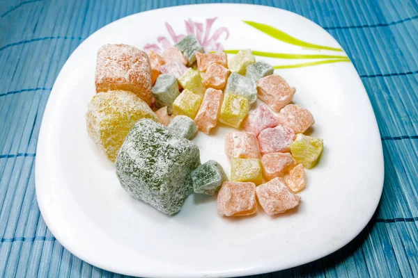 East Sweets Plate Turkish Delight Coconut — Stock Photo, Image