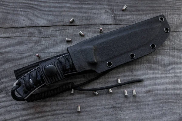 Hunting Knife Strap Diagonally Bullets — Stock Photo, Image