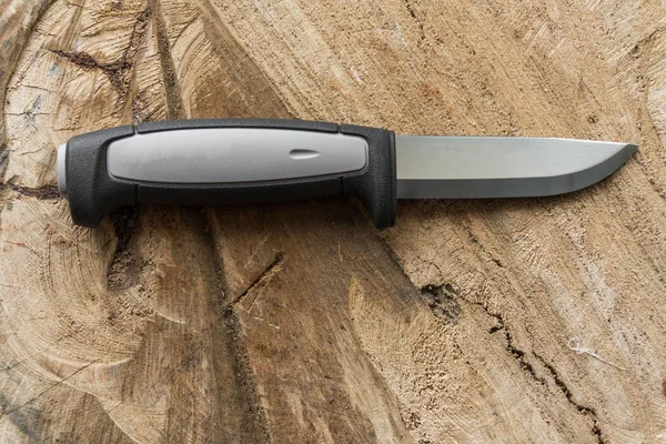 Cuchillo Desollador Cuchillo Para Masacrar Venado Cuchillo Sobre Fondo Madera — Foto de Stock