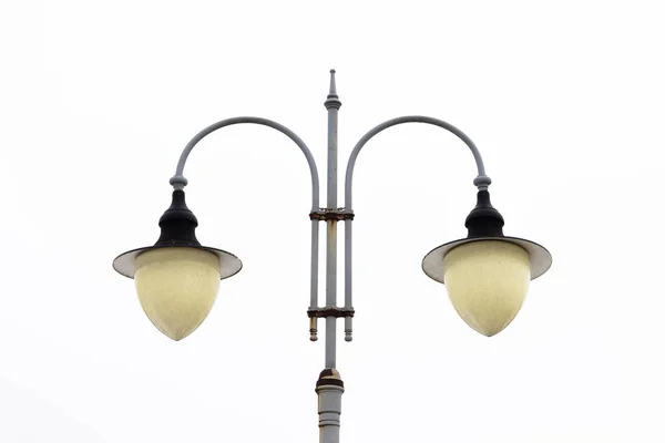 Street Post Lamp Two Shades Dual Lamp Night Lights — Stock Photo, Image