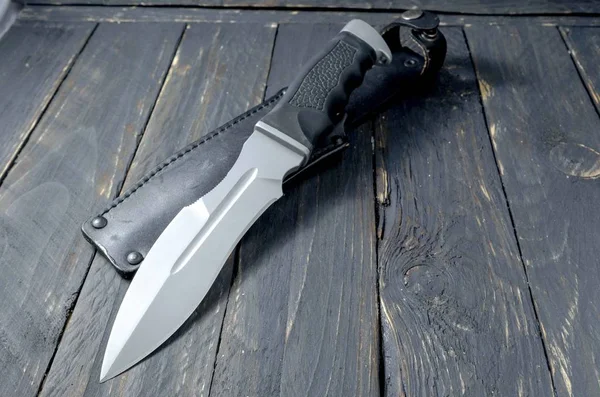 Военный Нож Черном Фоне Большой Нож — стоковое фото