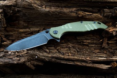 Askeri bıçak onay saplı. Kahverengi ahşap.