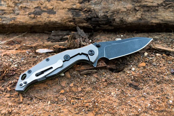 Knife Blake Blade Gray Handle — Stock Photo, Image