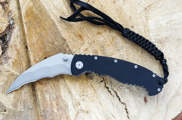 Cuchillo Con Forma Pico Águila Fondo Natural Madera — Foto de Stock