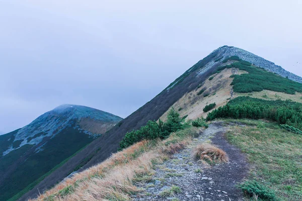 Ridge. Dağlar gökyüzünde. Dağ iz.