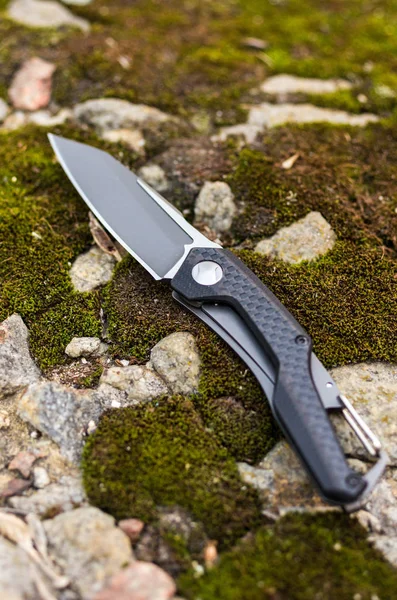 Pocket Knife Knife Stone Moss — Stock Photo, Image