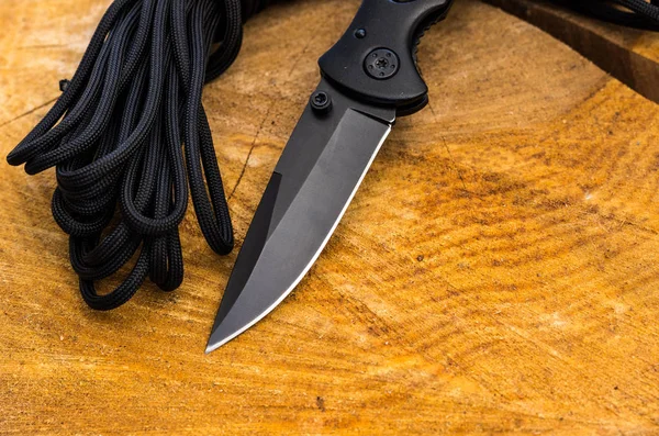 Нож Чёрный Край Острого Ножа Вид Сверху — стоковое фото