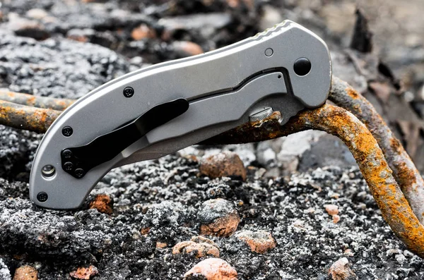 Titanmessergriff Vorhanden Messer Mit Clip Für Tasche Taschenmesser — Stockfoto