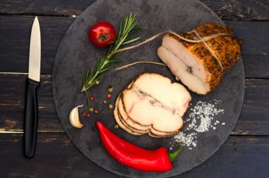 Et hizmet. Et yemek. Gıda porsiyon. Üstten görünüm