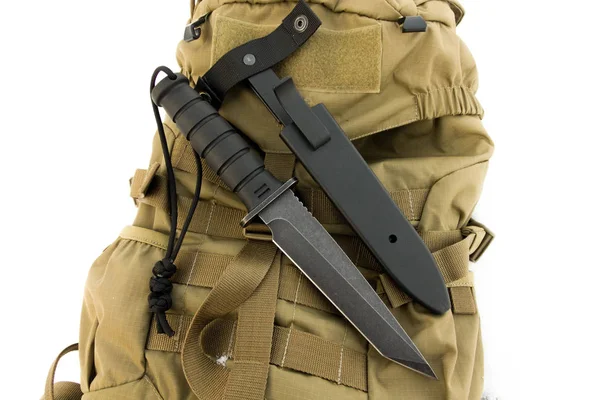 Taktický Nůž Pouzdrem Vojenské Combat Černá — Stock fotografie
