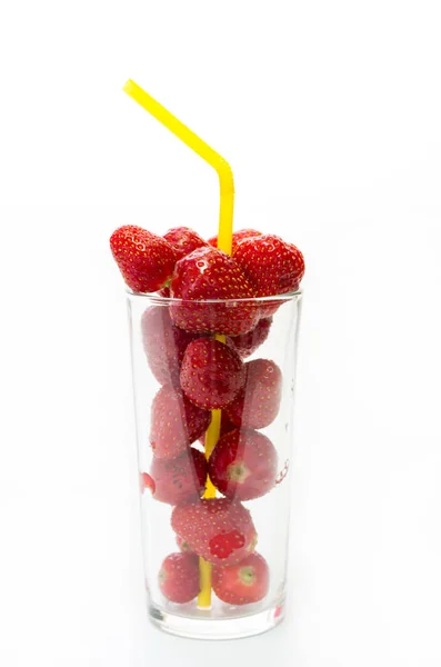Erdbeersaft Frischer Erdbeersaft Sommerdrink Isoliert — Stockfoto