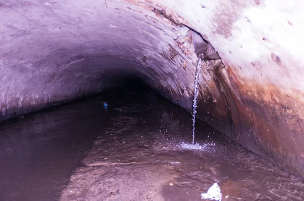 Drain Water Ground Sewage Water Dark Dungeon — Stock Photo, Image
