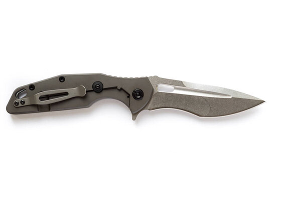 The reverse side of the knife with a clip for the pocket.