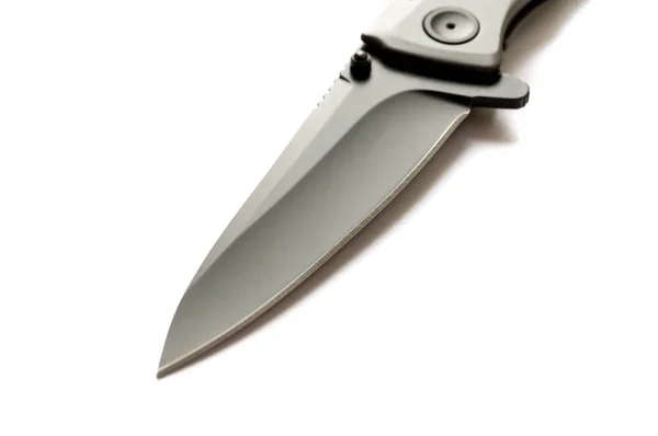 Siyah renkli bıçak. Bir açıyla beyaz arka plan üzerinde siyah bıçak. — Stok fotoğraf